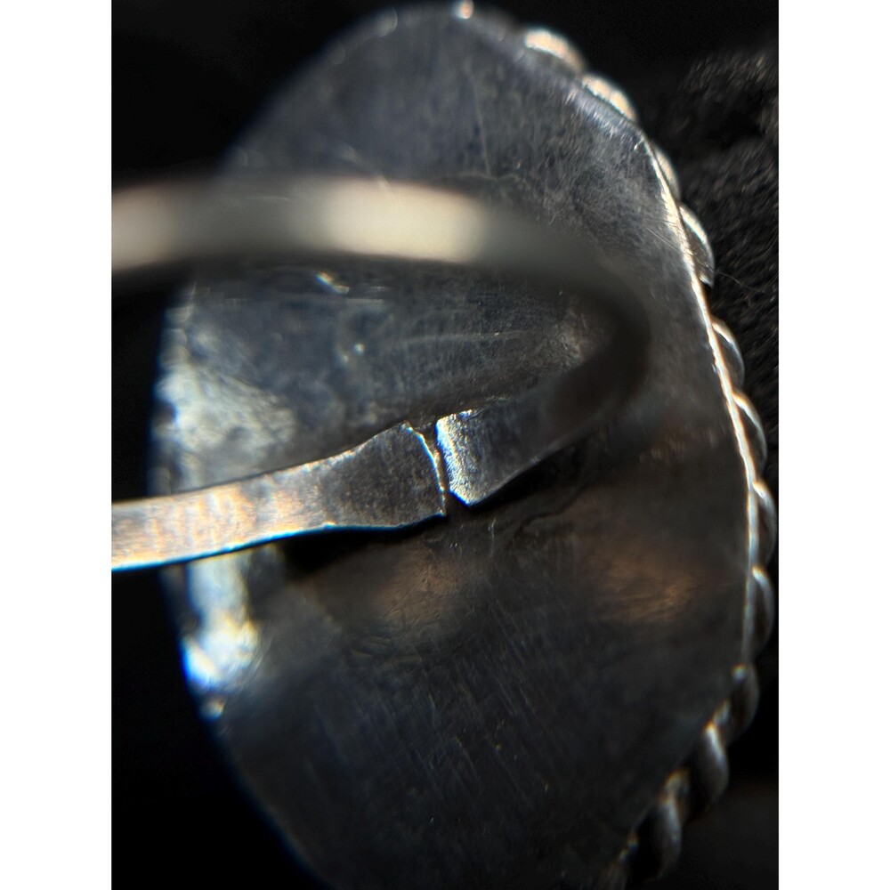 Vintage Native American High Matrix Turquoise Sterling Ring Size 4.5 - Picture 12 of 12